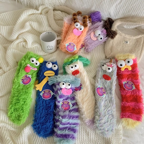 New Winter Coral Velvet Socks Cartoon Funny Girls Thickened Warm Socks Home Parent-child Stockings Floor Sleeping Socks for Kids