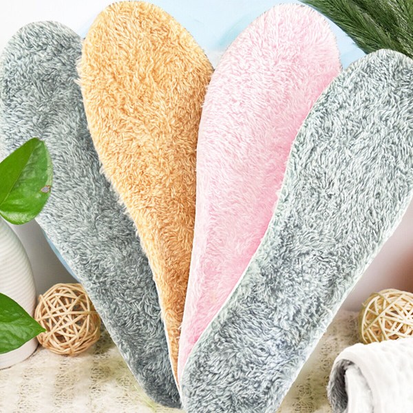 2 Pairs Winter Inserts Warming Plush Wool Soles Thick Extra Insoles-