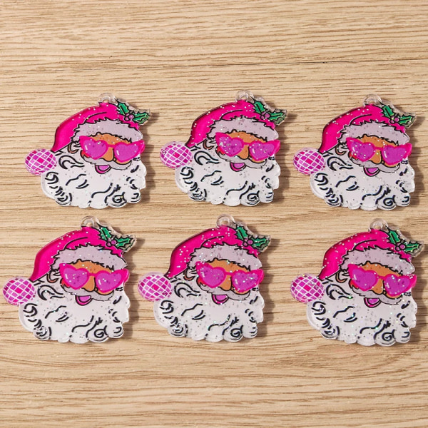 10pcs Mix Resin Christmas Santa Claus Tree Love Heart Charms Pendants for Jewelry Making Drop Earrings Necklace DIY Crafts Gifts