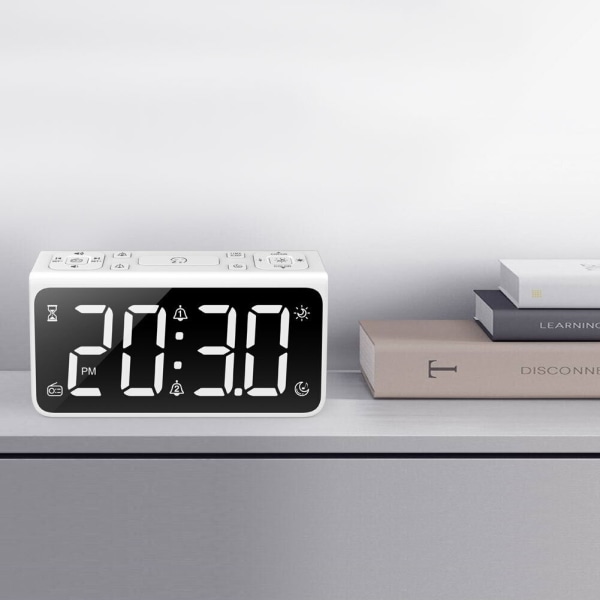Digital Alarm Clock for Bedrooms with FM Radio & Nap Timer 6.5Inch LED Display
