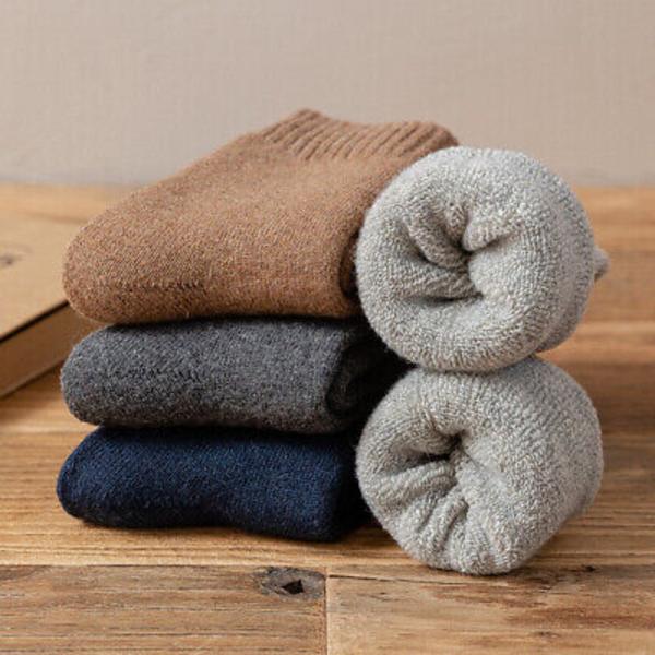 NEW 6pairs Mens Socks Winter Warm Thickened Wool blend Solid Color Casual Socks