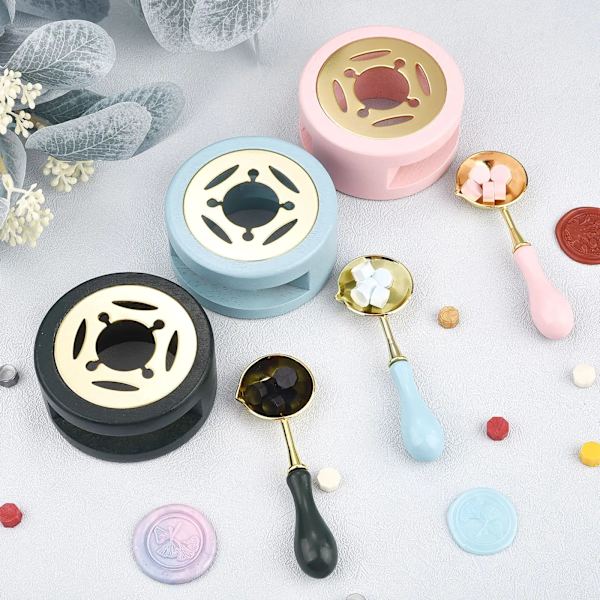 Retro Wax Seal Stamp Lacquer Stove Wood Handle Spoon Satmp Head Handle Wax Seal Melting Furnace Heater Wax Bead Stick Heater Pot