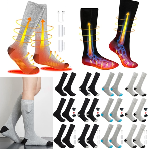 Unisex Electric Heated Socks Washable Heated Sports Stockings 3 Heating Level Comfortable for Ski Motorcycle Skating