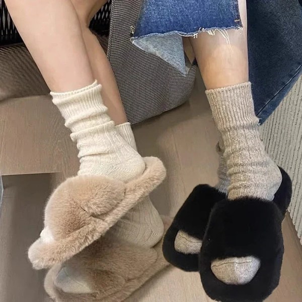 1/2pairs Wool Cashmere Thermal Long Sock for Women Kintted Thicken Warm Crew Socks Women Socks Autumn Winter Calcetines Mujer