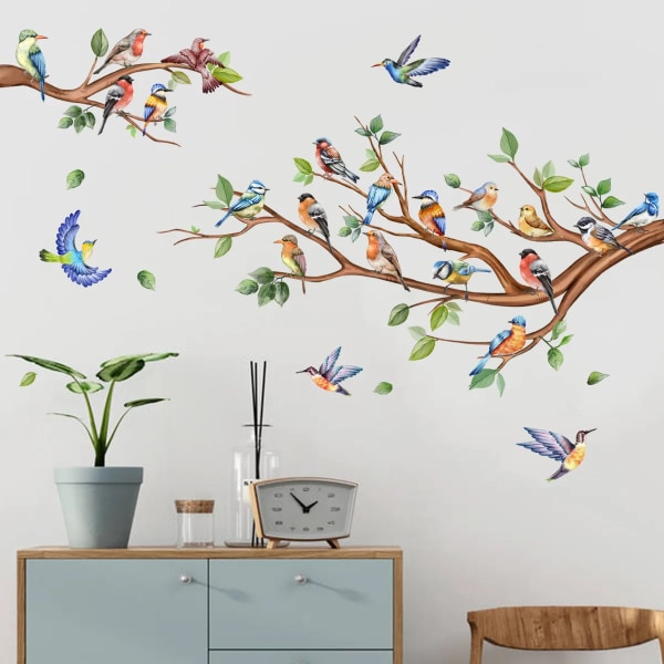 T54# Branch Bird  Wall Sticker Kids Room Background Home Decoration Mural Living Room Wallpaper Funny Decal