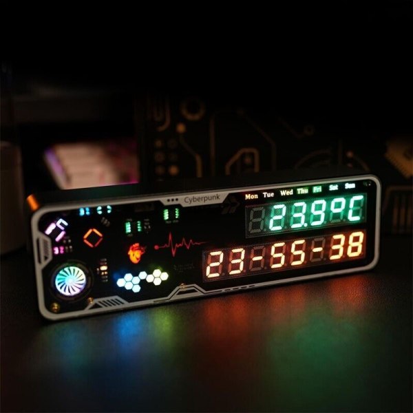 Cyberpunk RGB Nixie Tube Desktop Clock LED Support Day Timing and Countdown