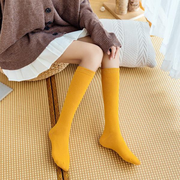 5 Pairs of fall ladies solid color calf socks pure cotton breathable stockings