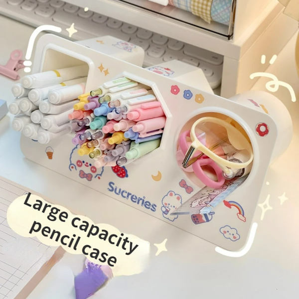 Ins Desk Pen Holder Organizer Free Punch Desktop Cute Storage Rack Desk Stationery Storage Box Tableside Japanese Pencil Box