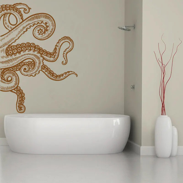 Octopus Tentacle Wall Sticker Kraken Bathroom Ocean Crusu Animal Bio Bathroom Toilet Home Bedroom Decoration Vinyl Decal X4