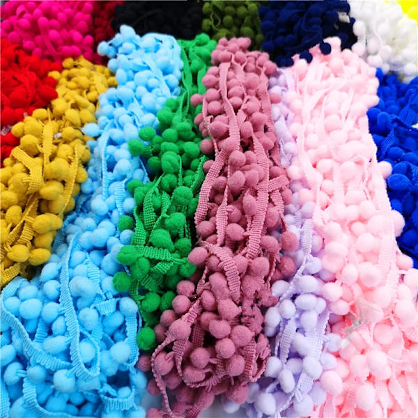 2 yards Pom Pom Lace Trim Ball Ribbon MINI Pearl Pompom Fringe Ribbon Sewing Lace Kintted Fabric Handmade DIY Craft Accessories