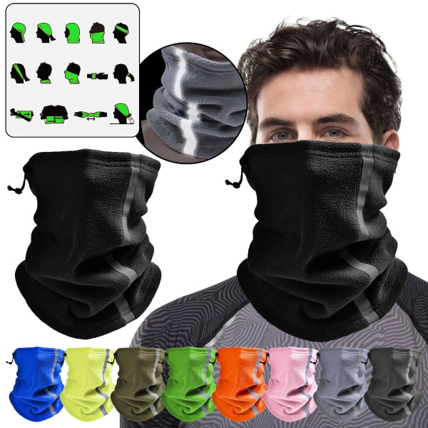 Winter Cycling Motorcycle Bandana Thermal Fleece Warm Buff Neck Scarf Face Cover Reflective Neck Tube Facemask Multi-Functional