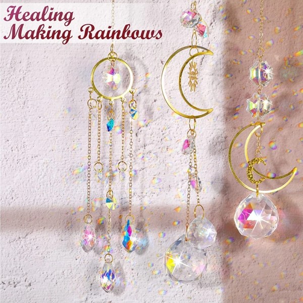 Suncatcher Hanging Crystal Rainbow Chaser Window Wind Chime Moon Catcher Light Catching Jewelry Home Garden Car Charm Decoration