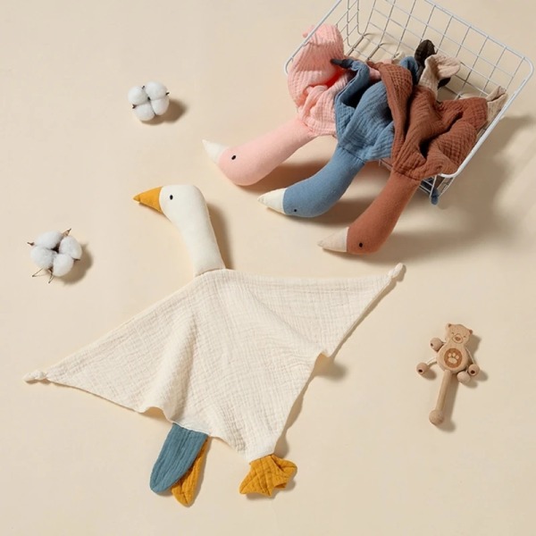 Stuffed Goose Baby Towel Cotton Baby Sleeping Cuddling Security Blanket Newborn Soothe Appease Towel Kids Face Towel Washcloth
