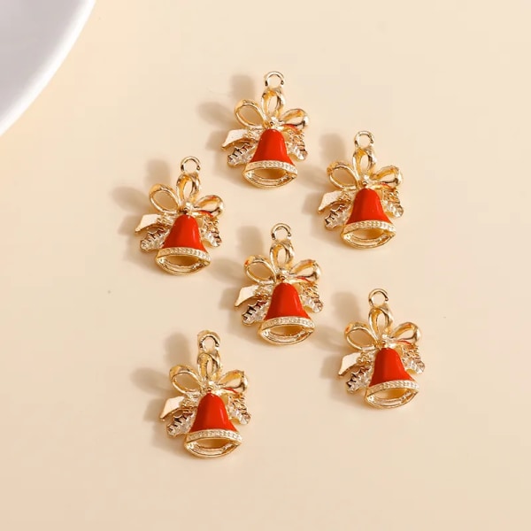 10pcs 16*21mm Enamel Christmas Bell Charms DIY for Bracelets Pendants Earrings Making Creative Gift Charms Jewelry Accessories