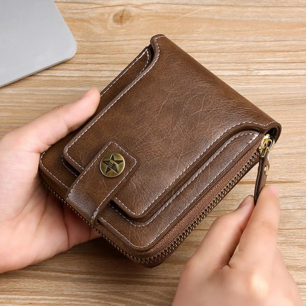 Vintage Small Men's Wallet Pu Leather Short Purse Men Hasp Zipper Clutch Solid Porte Feuille Hommes Porte Monnaie Homme
