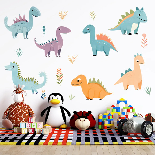 1 new cute cartoon dinosaur stickers children's room kindergarten decoration self-adhesive wall stickers