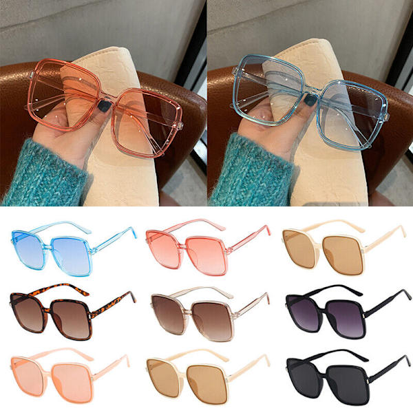 Sun Glasses Blue Pink Clear Lens Big Frame Eyeglasses Square Sunglasses Womens