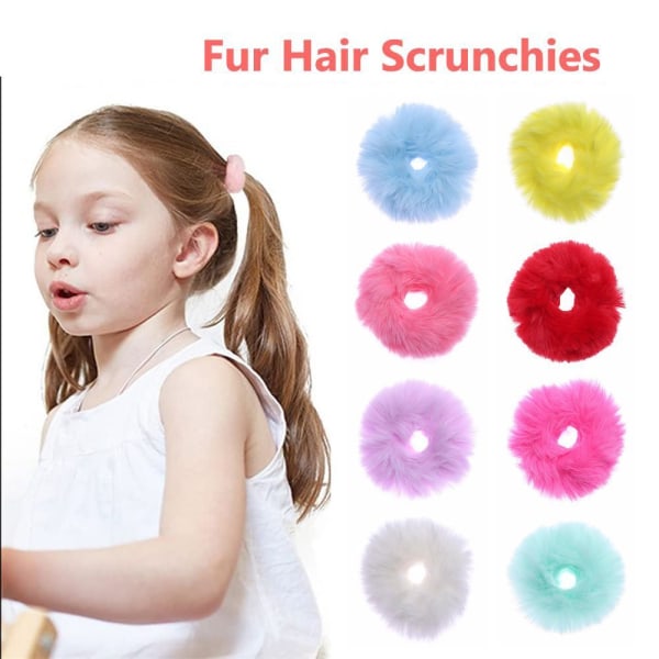 Elastic  Hair Bands Pom Pom Hair Tie Ponytail Holders Fur Hair Scrunchies