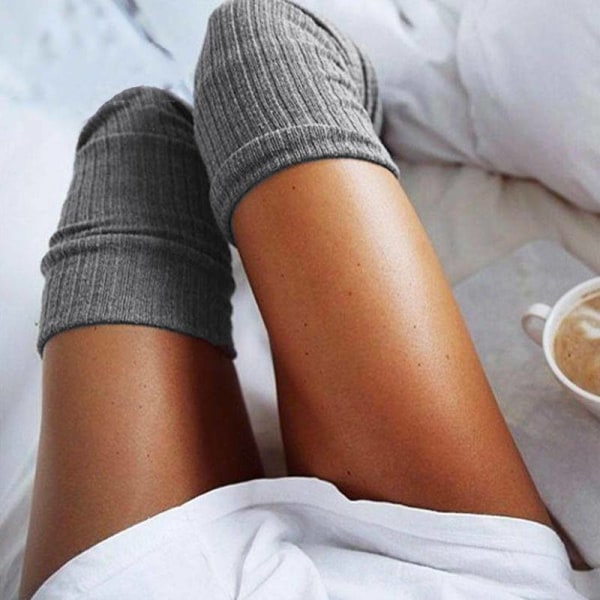 Womens Casual Soft Knit Thigh High Long Socks Warm Over Knee Knitted Stockings-