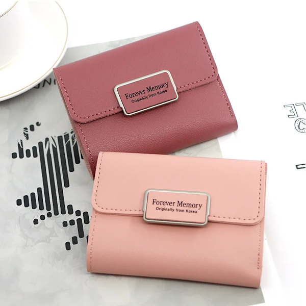 2023 New Simple Compact Portable Women's Wallet Multi Card Multi Function Three Fold Buckle Purse Fashion Short Style Clutchbag