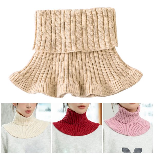 Women Knitted Fake Collar Scarf Warm Turtleneck Neck Warmer Detachable Winter Windproof Fashion False Scarf High Neck Collar