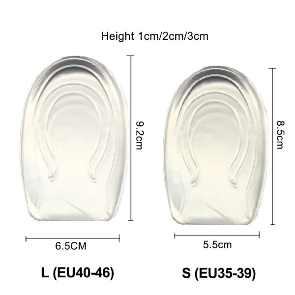 Silicone Gel Height Increase Insole Heel Lifting Inserts Shoe Foot Care Protector Elastic Cushion Arch Support Insert for Unisex