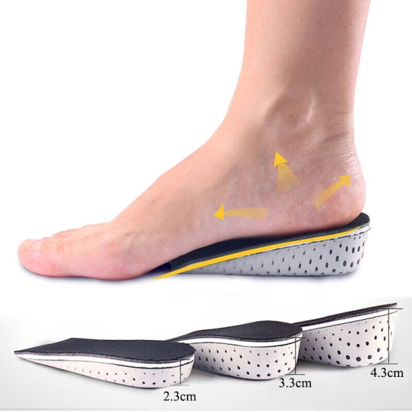 Unisex Washable  Shoe Height Increase Insoles Heel Lift 2-4cm Pads Sole Foot