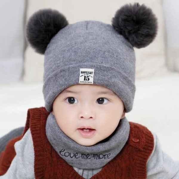 Warm Knit Baby Hat Scarf Set Autumn Winter Baby Bonnet Hats Kids Hats Boy Girl Caps Boy Girl Crochet Beanie Hat Baby Accessories