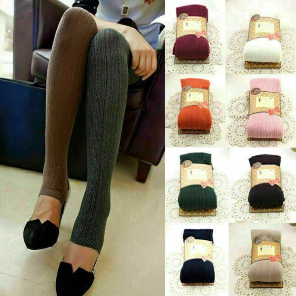 3pairs  Women Winter Cable Knit Sweater Tights Warm Stretch Stockings Pantyhose