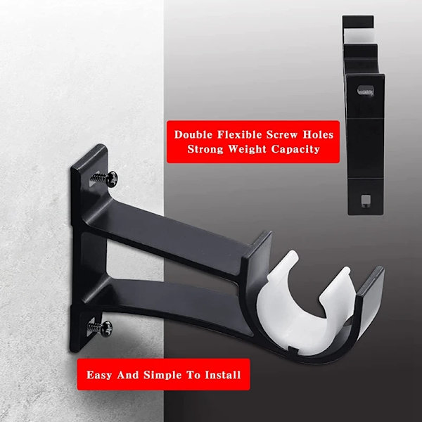 6Pcs Curtain Rod Bracket Set Single Hole Small Curtain Rod Hooks for Wall Heavy Duty Curtain Drapery Rods Black