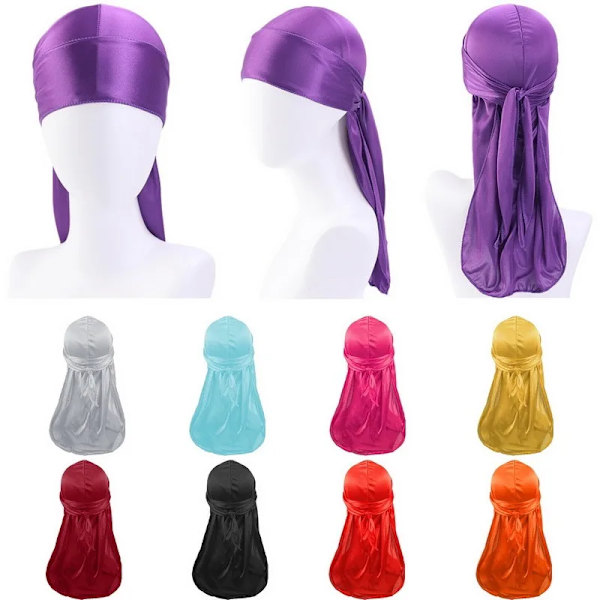 Satin Hat Hair Night Silky Durag Men Hair Bandanas Headband Turbans Hat Wigs Doo Biker Sports Head Scarf Hair Accessories