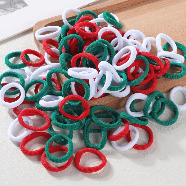 100Pcs Christmas Hair Bands for Children Nylon Hair Tie Kids Elastic Rubber Band Ponytail Holder Scrunchie Girl Hair Accessories