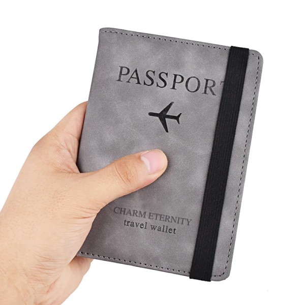 Elastic Band Leather Passport Cover for Russia USA RFID Blocking Men Women Travel ID Cards Case Holder Wallet Document Organizer