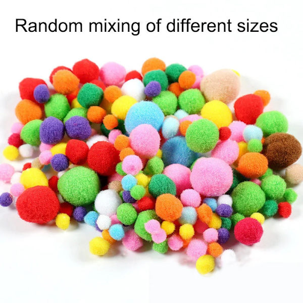 200pcs Pom Poms For Crafts, 0.59" Colorful Sparkly