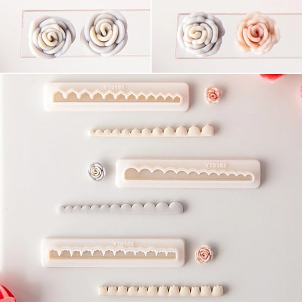 Mini Lace Rose Flower Shaped Curled Soft Clay Earrings Ornaments Clay Molds Jewelry Pendants Cutting Tools For DIY Handmade Tool