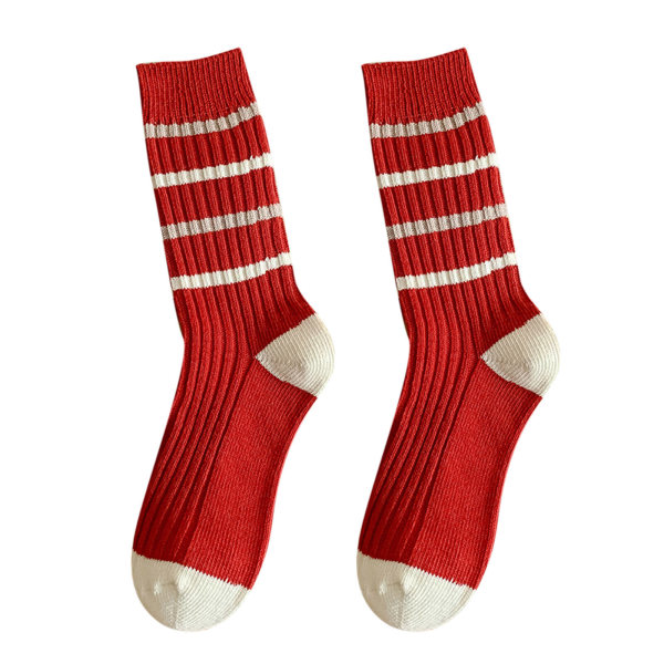 Red Socks Women Autumn And Winter Cotton Thick Line Socks Striped All Stock Prod