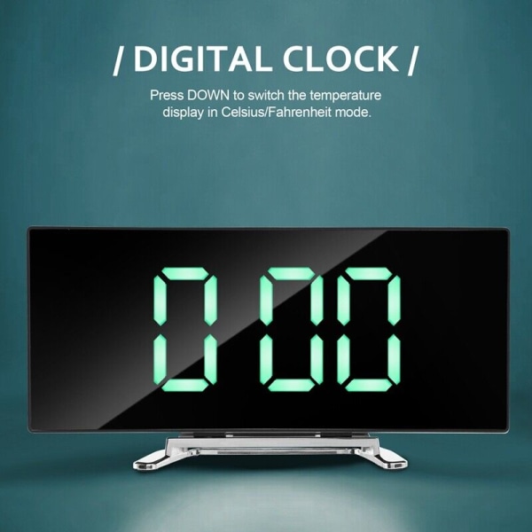 Di, Green  Number Clock,   Alarm Clock,Snooze Function,12/24 Hour, USB Port I2U6