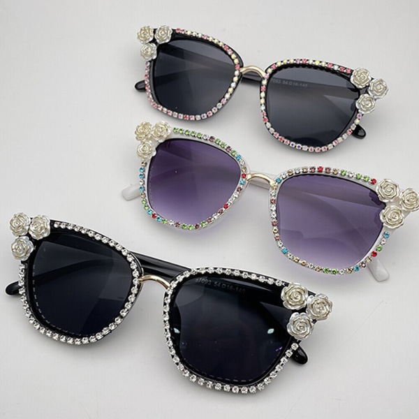 Women Sunglasses UV400 Bling Colorful Rhinestone Square Personalized For Party T