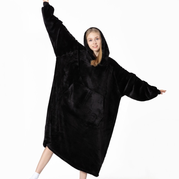 Wearable Blanket Oversized Soft Microplush - Hood, Sleeves, Pouch Pocket