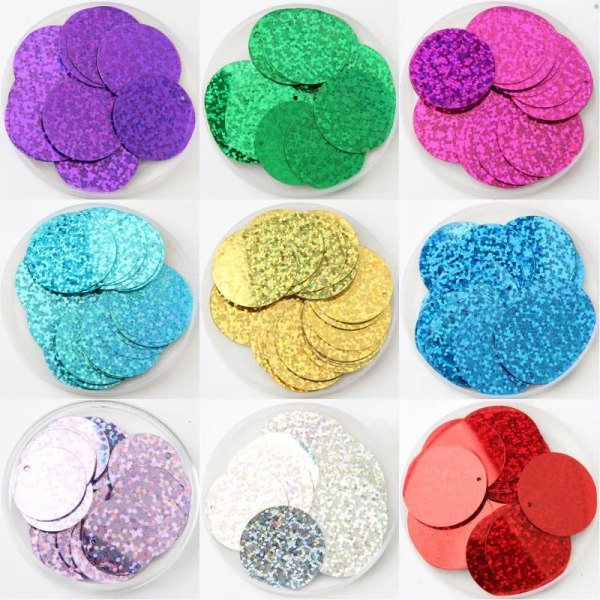 Sequins 30mm 40mm 50mm Sequins For Craft Large Round Sequins Paillette Lentejuelas With1 Side Hole DIY Manual Sewing Accessories