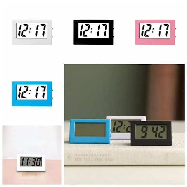 Mini Small Digital Car Desk Clock Meter Mini Digital LCD Display Travel Electronic Clock Home Office Desk Clock