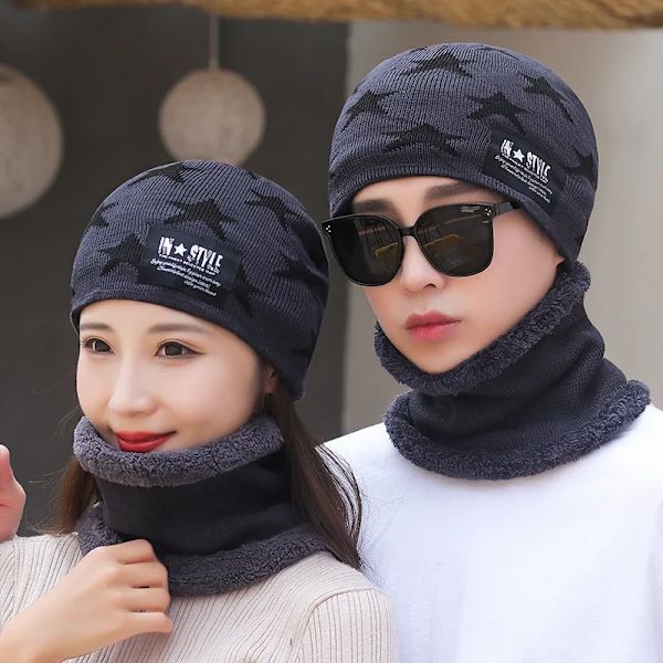 Winter Fleece Scarf Hats Thicken Plush Warm Beanies Wool Knit Caps Men Women Outdoor Cycling Ski Cold Protection Neck Mask Hat