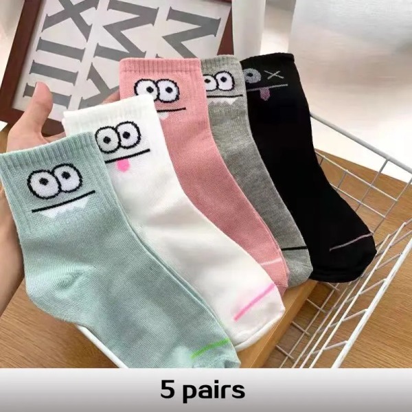 5 Pairs High Quality Pack Lovely Breathable Compression Socks Warm Winter Long Tube Unisex Women Cartoon Socks