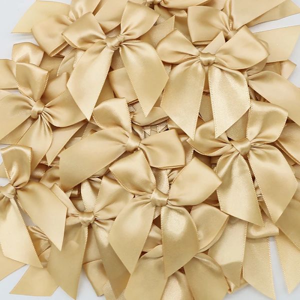 50PCS Pink Satin Ribbon Bows Decoration Small Bowknot Gift Bows For Crafts Flower Wedding Bow Birthday DIY Party Decoration
