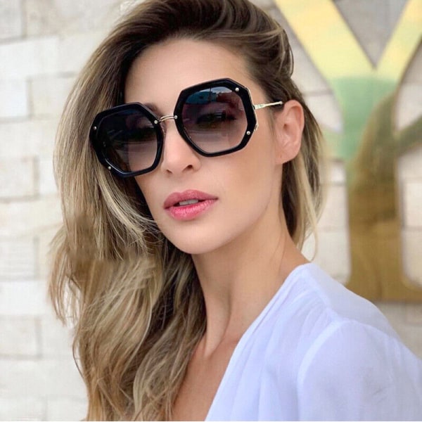 Men Women Oversize Sunglasses UV400 Polygon Round Glasses Sun Glasses K