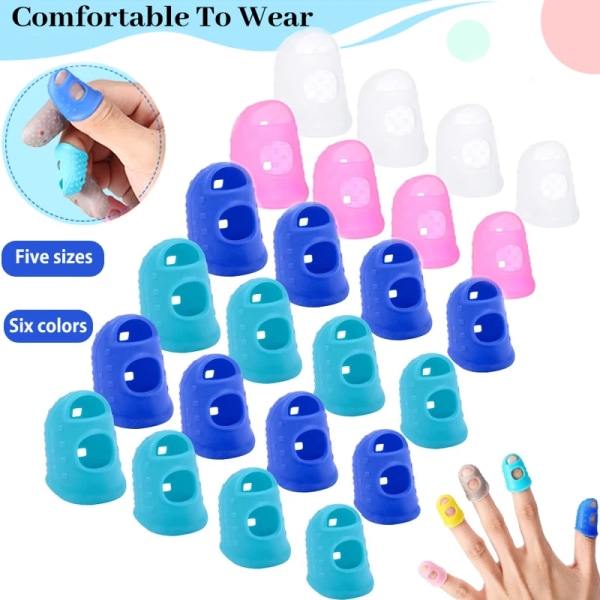 5/10Pcs Silicone Finger sleeve Slip Antis-scalding Needle Flip Book Money Playing Piano Thimble Tip Hollowed Out Breathable