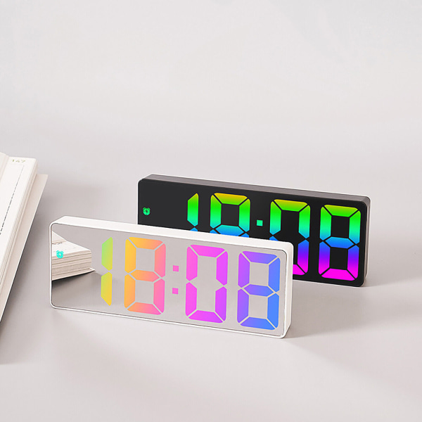 LED Alarm Clock Large Number Home Office Desk Decor Snooze Digital Display White