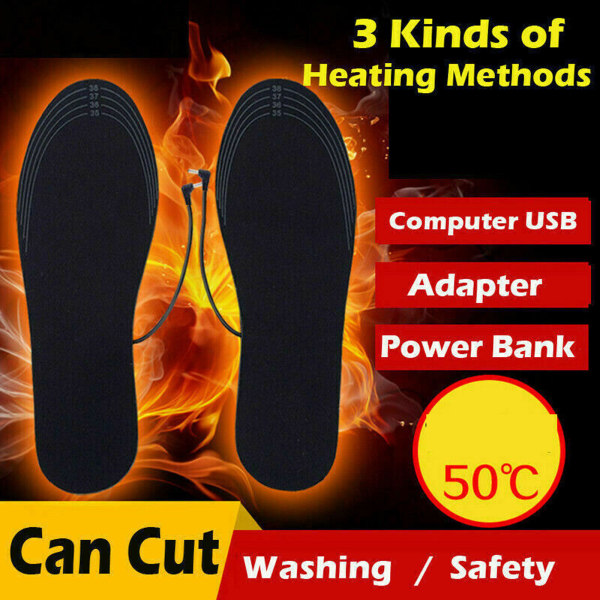 USB Rechargeable Heated Insole Foot Warmer Heater Charging Winter Warm Shoes Pad