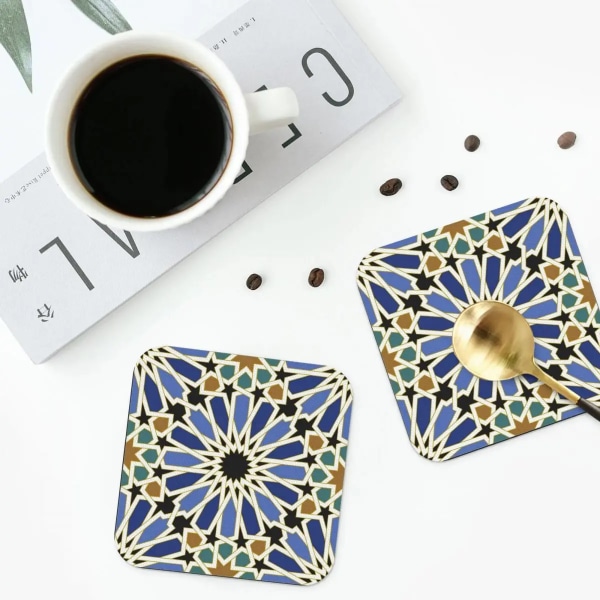 Arabic Tile I Coasters Kitchen Placemats Waterproof Insulation Cup Coffee Mats For Decor Home Tableware Pads Set of 4
