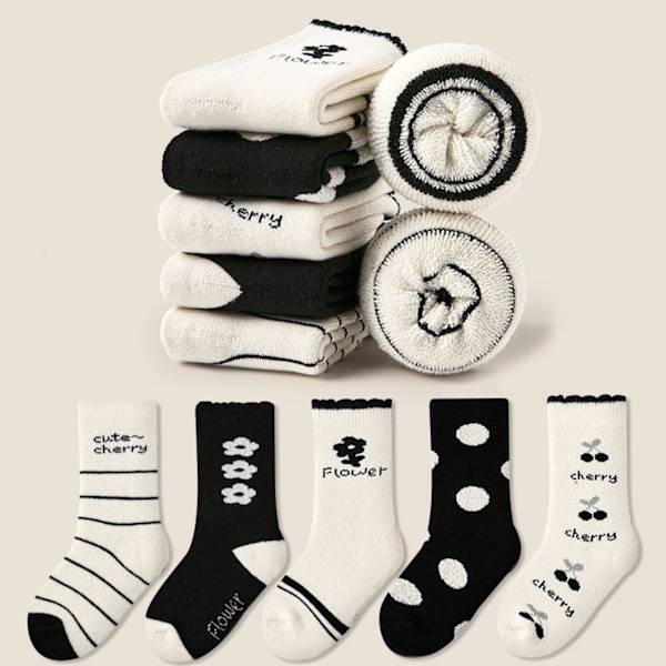 5pairs  Fashionable New Pattern Stockings Simple And Warm Comfortable Socks For Autumn